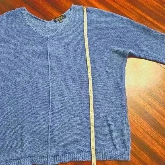 Eloquii Blue Crochet Knit V-neck 3/4 Sleeve Cotton Blend Sweater Size 18/20 EUC - Picture 11 of 11